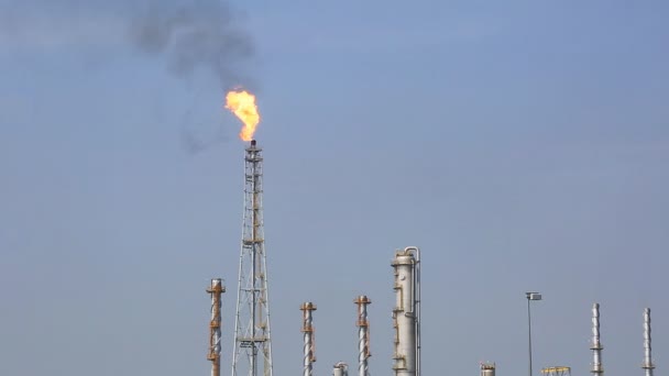 Estrutura da chama na central petrolífera — Vídeo de Stock