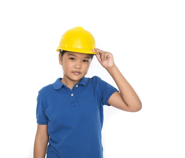 Bambini con casco di sicurezza — Foto Stock