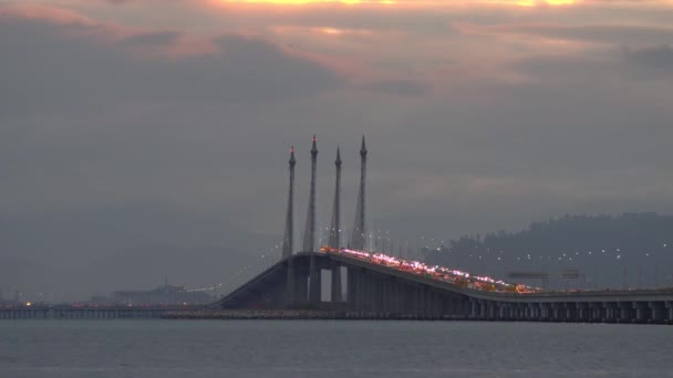 Traffico Penang Bridge All Alba Del Mattino — Video Stock