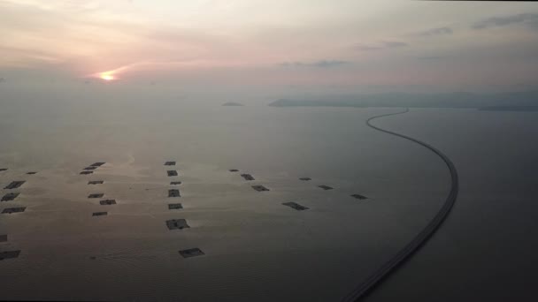 Sultan Abdul Halim Muadzam Shah Bridge Kvällen — Stockvideo