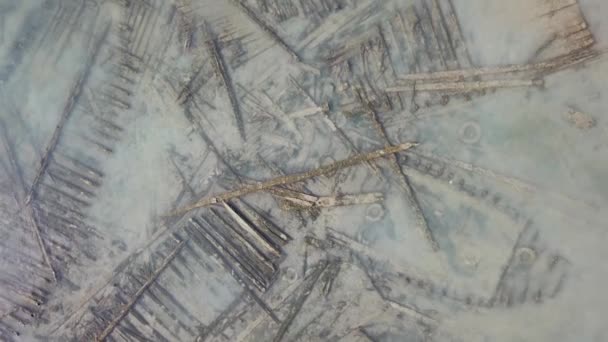 空中风景碎裂的船沉入水底 — 图库视频影像