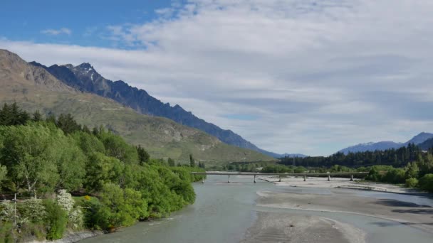 Puente Shotover Amante Viejo Queenstown Ofrecen 360 Vistas Del Río — Vídeos de Stock