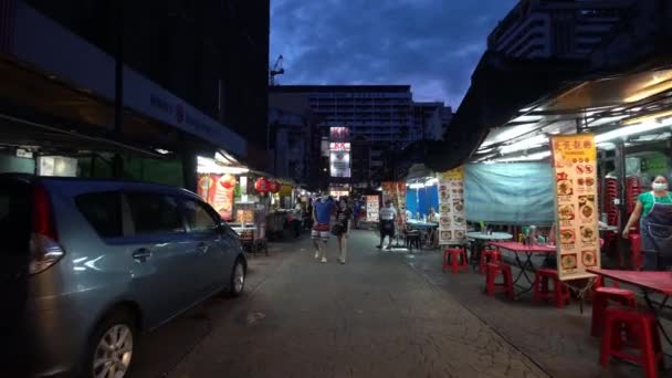 Early orning view of people start business at Jalan Hang Lekir — Stock Video