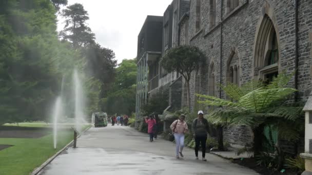 Sistema automatico di irrigazione a spruzzo all'Orto Botanico. — Video Stock