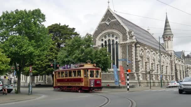 Christchurch Tramway LTD no Centro de Arte. — Vídeo de Stock