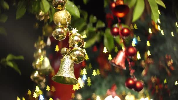 Campana Navidad Decoración Con Fondo Borroso — Vídeos de Stock