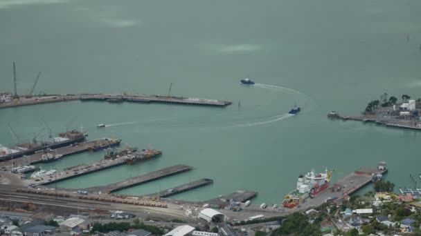 Lyttleton Harbour utsikt från Christchurch gondol. — Stockvideo