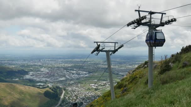 Christchurch Gondola a Port Hills tetejéről nézve. — Stock videók