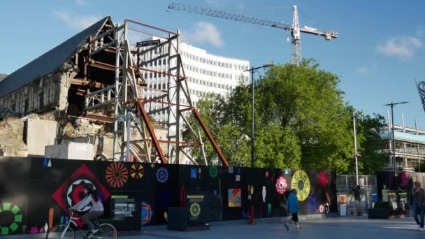 La cathédrale anglicane Christchurch, les principales attractions touristiques avant le tremblement de terre ruiné. — Video