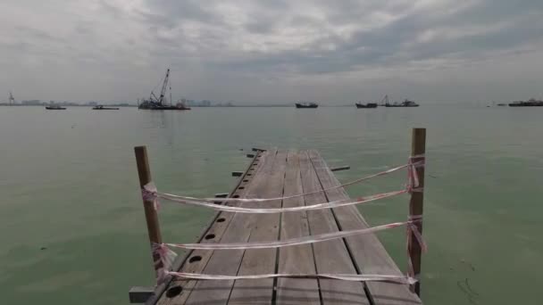 Timelapse Red White Lines Barrier Fencing Tape Prohibits Movement Warning — Stock Video