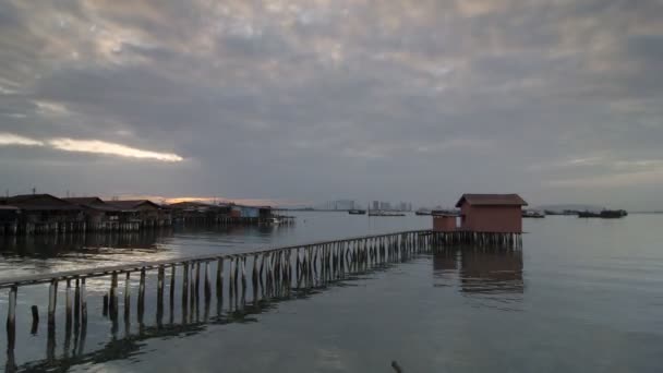 Джорджтаун Пенанг Малайзия Апр 2018 Великолепный Восход Солнца Tan Jetty — стоковое видео
