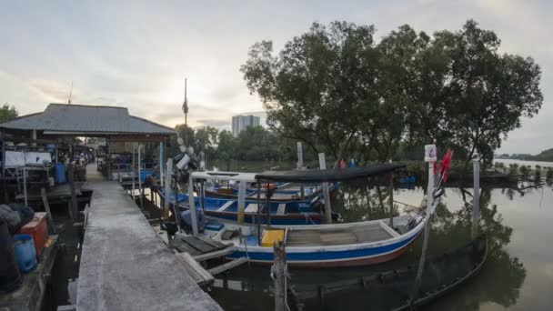 Butterworth Penang Malásia Jul 2018 Pôr Sol Timelapse Aldeia Piscatória — Vídeo de Stock