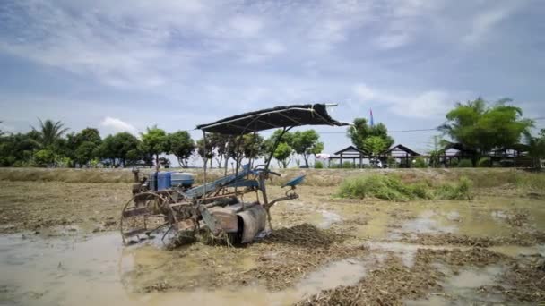 Bukit Mertajam Penang Malaysia Aug 2018 Timelapse Panorering Traktor Paddy — Stockvideo