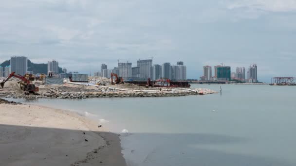 Georgetown Penang Malaysia Oct 2018 Timelapse Reclamation Gurney Wharf — Stock Video