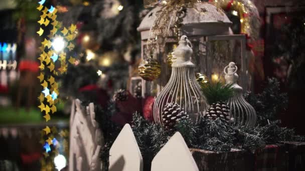 Yıldız Arkaplanlı Seçici Noel Süslemesi — Stok video