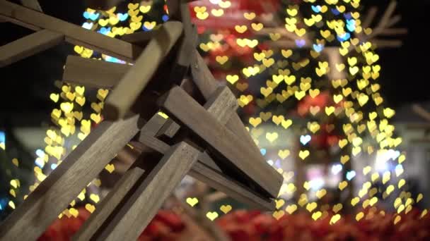 Décoration Bois Cerf Pendant Noël Avec Fond Amour Coloré — Video