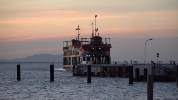 Feri Pulau Angsa tiba di terminal Pulau Penang — Stok Video