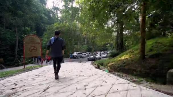 Camminando lungo la strada di cemento nella giungla in Malesia. — Video Stock