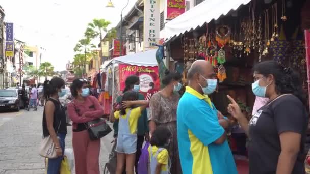 Indiase winkelen bij Little India op Georgetown — Stockvideo