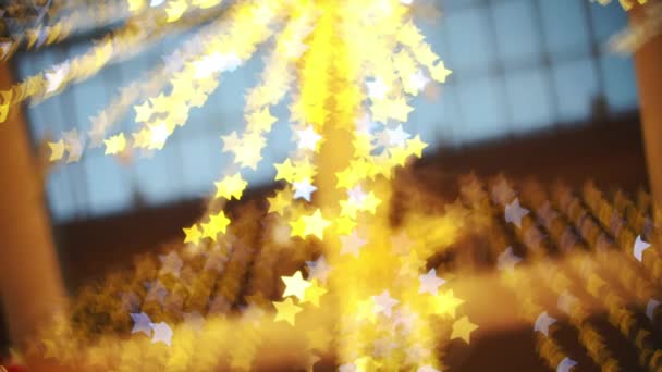 Star Bokeh Blurry Led Background Mall — Stockvideo