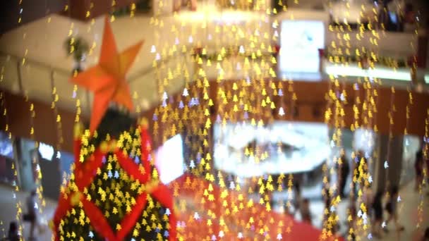 Noel Sezonunda Alışveriş Merkezinden Alışveriş Yapan Bulanık Odaklı Insanlar — Stok video