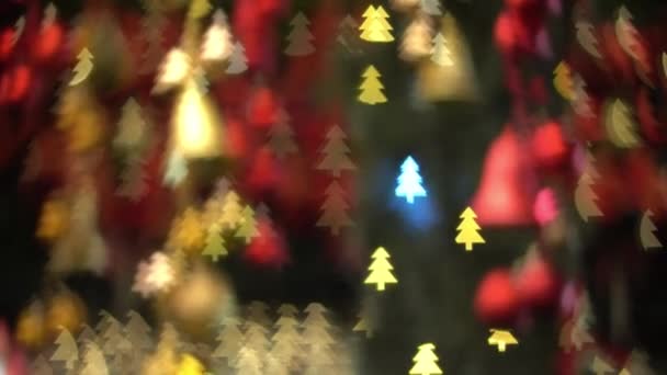 Enfoque Borroso Decoración Navidad Por Noche Con Bokeh Árbol — Vídeo de stock