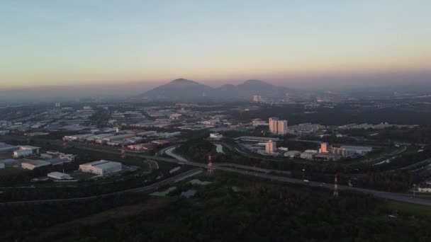 Vista Aérea Puesta Del Sol Hermoso Cielo Color Suave Bukit — Vídeo de stock