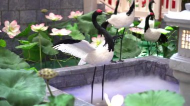 Statue crane bird and lamp of chinese decoration