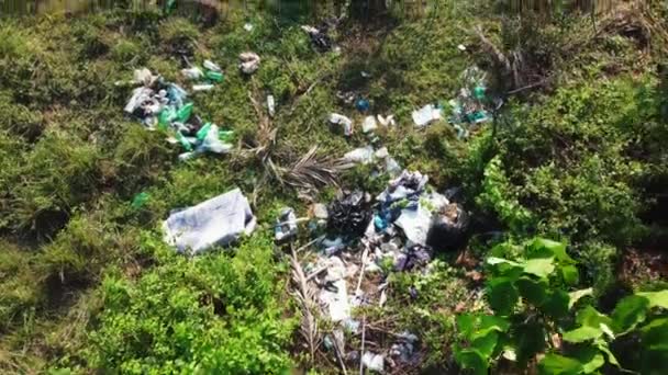 Despejo Ilegal Lixo Campo Verde — Vídeo de Stock