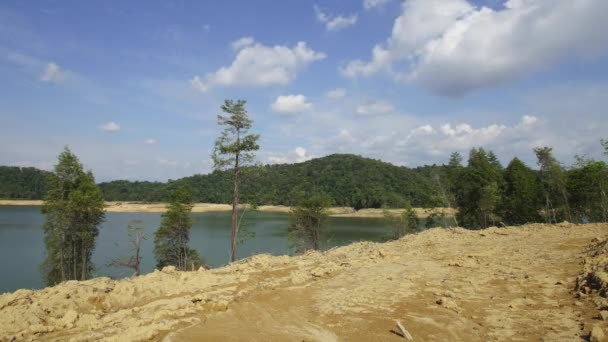 Presa Mengkuang Bukit Mertajam Paisaje Lago Seco Suelo Seco — Vídeo de stock