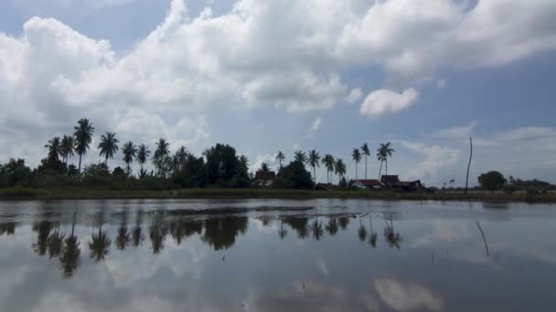 マレーシアのマレー農村農場カンプンでのタイムラプス曇りの日 — ストック動画