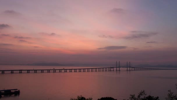 Herrlicher Sonnenaufgang Penang Bridge 2. — Stockvideo