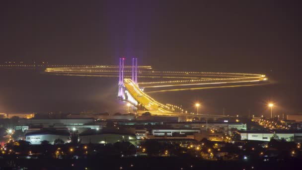 Міст Пенанг 2 з приголомшливим світлом вночі.. — стокове відео