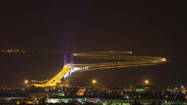 Penang Bridge 2 in night. — Stock Video