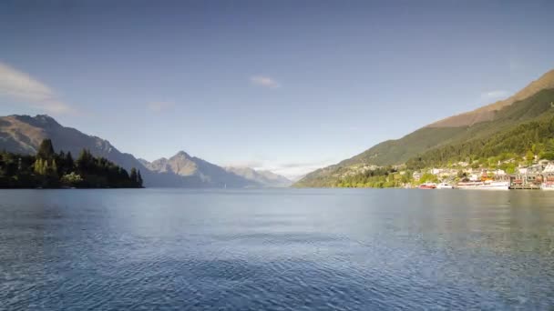 Timelapse Lake Wakatipu Ochtend Mallard Eenden Zwemmen Het Meer — Stockvideo