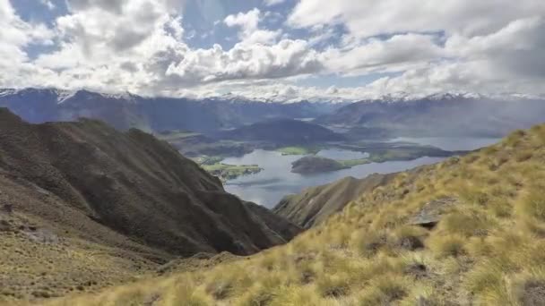 Timelapse Kväll Moln Rör Sig Roys Peak — Stockvideo