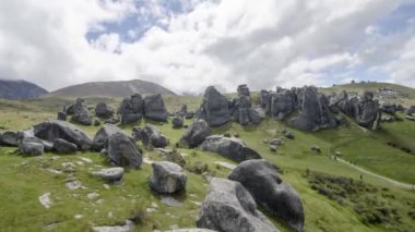 Timelapse Castle Hill, Arthur Geçidi, Güney Adası, Yeni Zelanda