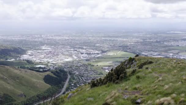 Timelapse Christchurch Вид Вершини Пагорбів Порту — стокове відео