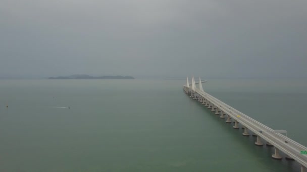 Vista Aerea Barca Mossa Penang Secondo Ponte Serata — Video Stock