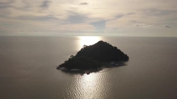 Luchtfoto Pulau Betong Eiland Viskwekerij Penang Maleisië Tijdens Zonsondergang — Stockvideo