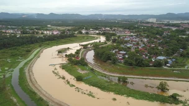 Rzeka Jest Zalana Malays Kampung Pulau Pinang Malezja — Wideo stockowe