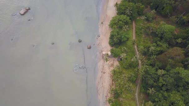 Aerial Top View Beach Permatang Damar Laut Penang — Stock Video