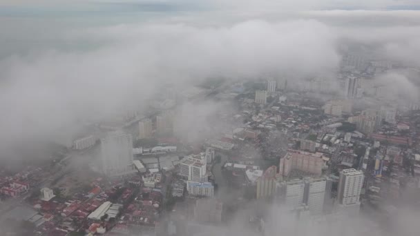 Drone Schot Lage Wolk Van Georgetown Appartementen Appartement Penang Island — Stockvideo