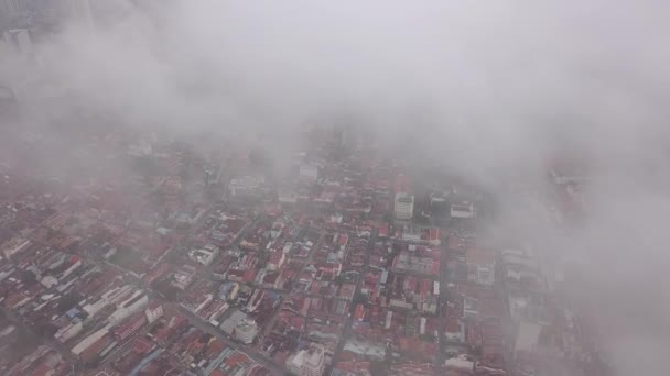 Lage Mistige Wolk Bewegen Bij Penang Old Heritage Georgetown — Stockvideo