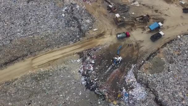 Vista Aerea Camion Muovono Discarica — Video Stock