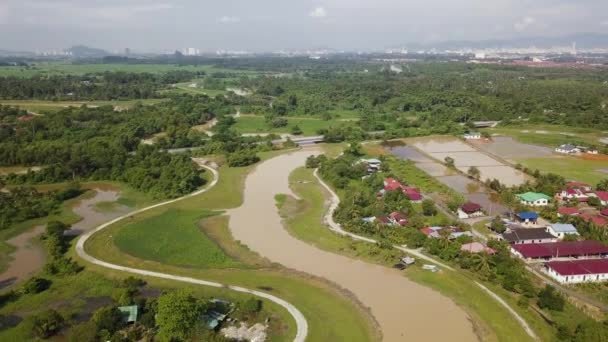 Bauerndorf Aus Der Luft Malaiischen Dorf Penang — Stockvideo