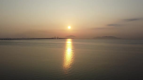 Vista Aérea Del Puente Penang Mañana Del Amanecer — Vídeo de stock