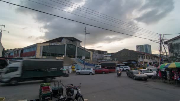 Timelapse evening at Jalan Pasar, BM Town — Stock Video