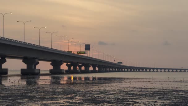 Timelapse vista tramonto a Penang Secondo Ponte — Video Stock