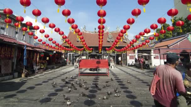 Zeitraffer-Ansicht Architektur rote Laterne am Tempel im Freien dekoriert — Stockvideo